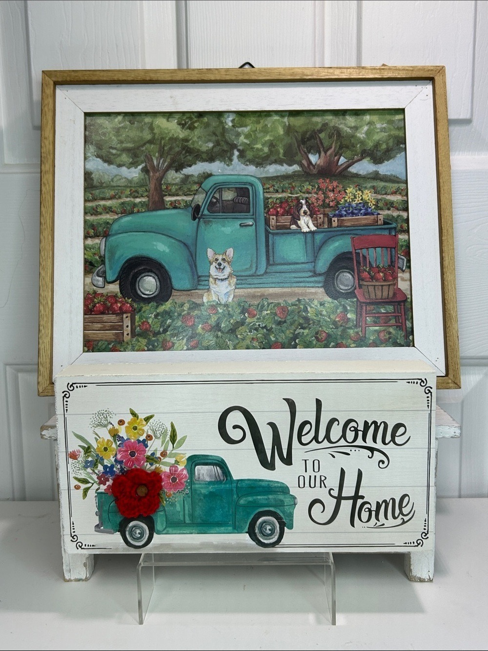 Turquoise Farm Truck Wood Wall Art - Welcome to Our Home